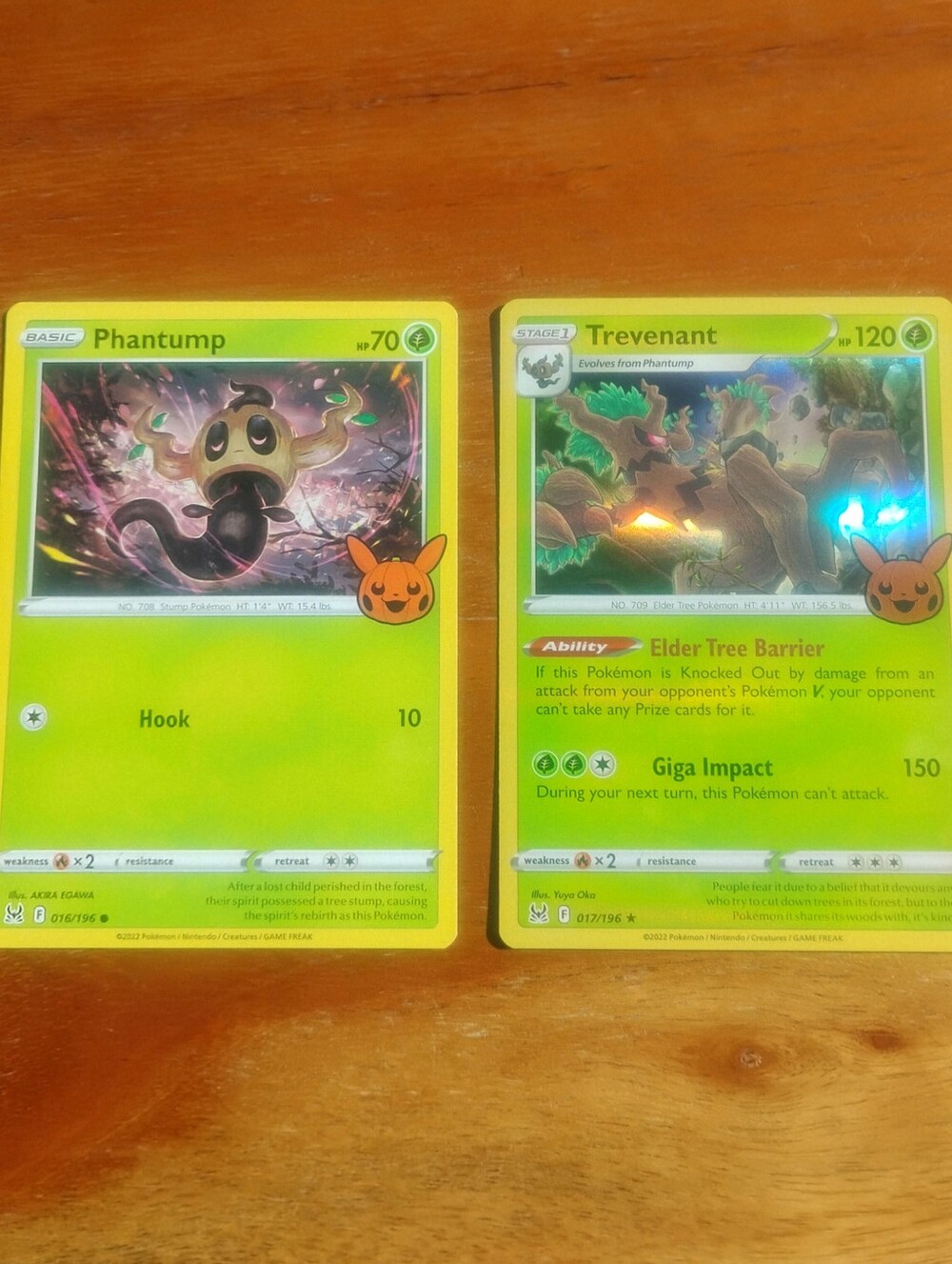 Mint 2022 Holo Trevenant & Phantump Trick or Trade Lost Origin Pokemon Cards